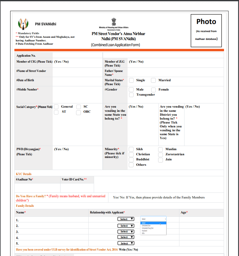 pm svanidhi yojana form pdf download