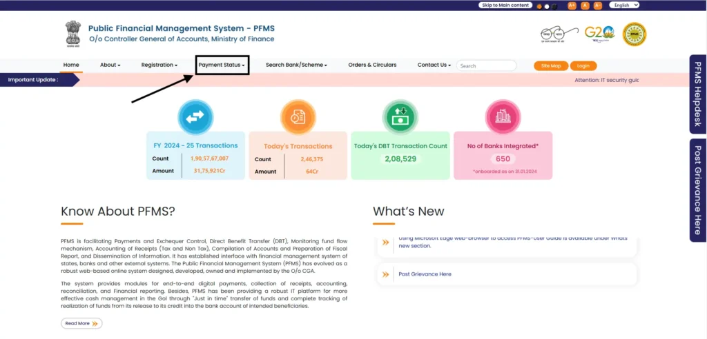 NTR bharosa pension status on PFMS