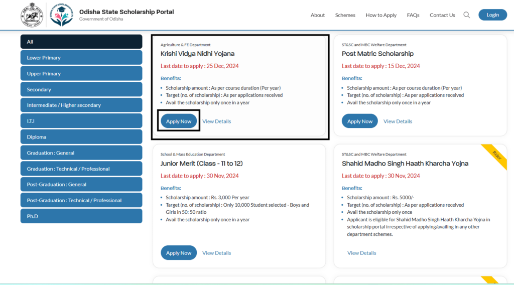 krishi vidya nidhi yojana apply