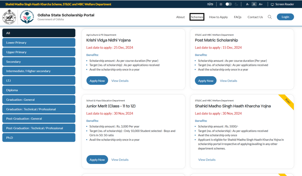 scholarship odisha gov in apply online